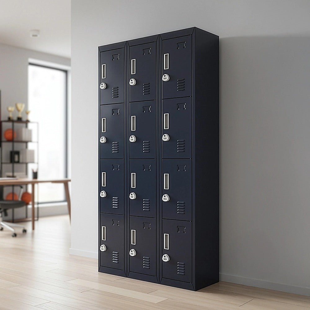 12-Door Locker for Office, Gym, Shed, School, Home Storage | 3-Digit Combination Lock