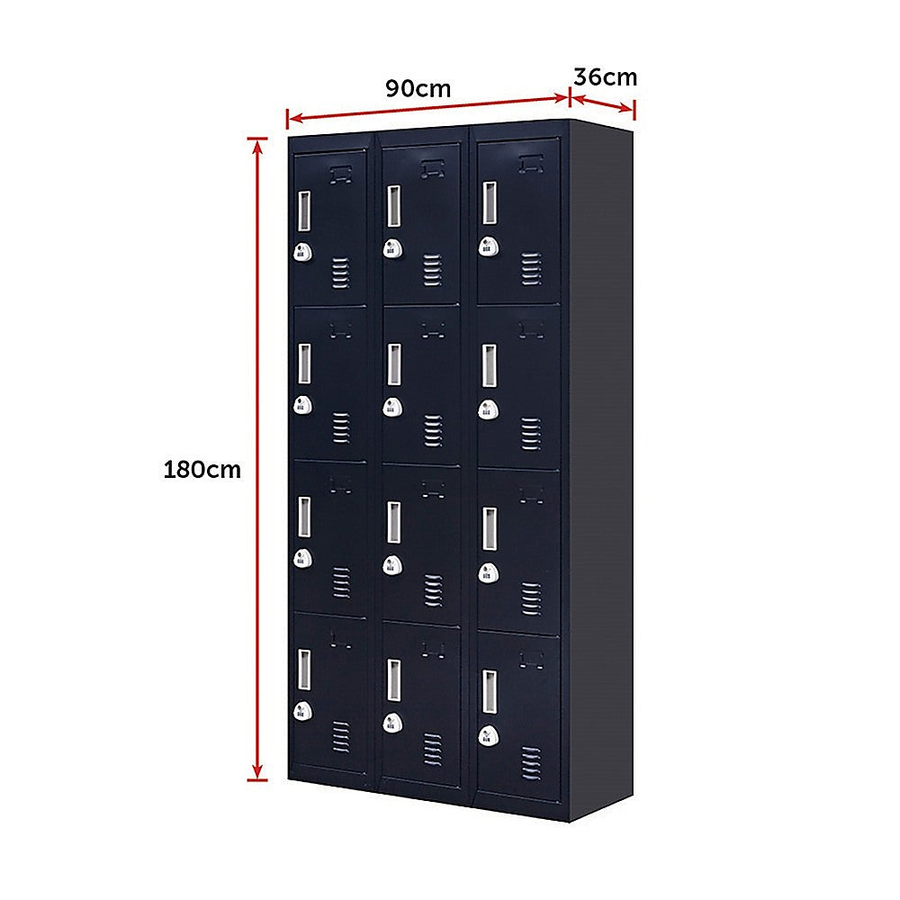 12-Door Locker for Office, Gym, Shed, School, Home Storage | 3-Digit Combination Lock