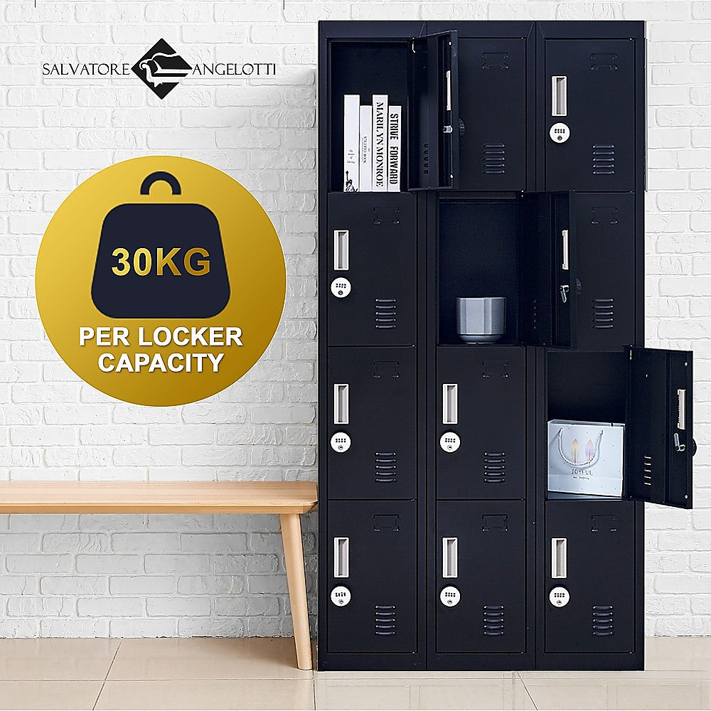 12-Door Locker for Office, Gym, Shed, School, Home Storage | 4-Digit Combination Lock