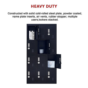 12-Door Locker for Office, Gym, Shed, School, Home Storage | 4-Digit Combination Lock