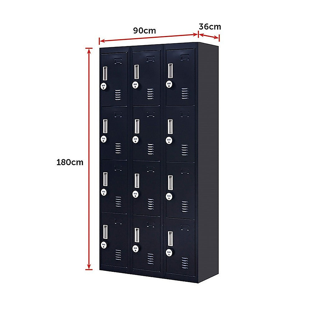 12-Door Locker for Office, Gym, Shed, School, Home Storage | 4-Digit Combination Lock