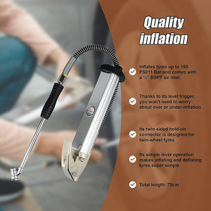 Professional Tyre Inflator | With Gauge | Air Line Pressure Tester | Tyre Pump