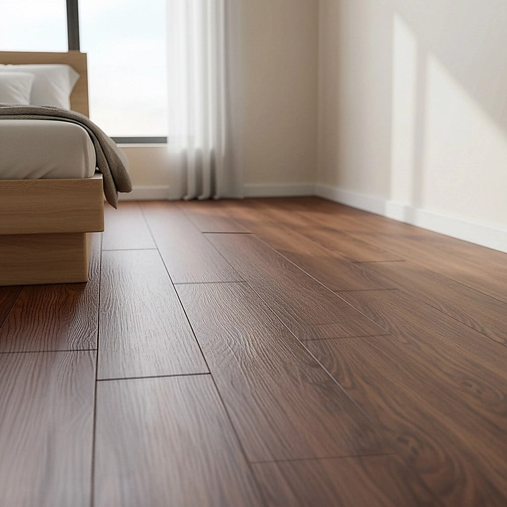 Vinyl Floor Tiles | Self Adhesive Flooring | Teak Wood Grain | 16 Pack | 2.3SQM