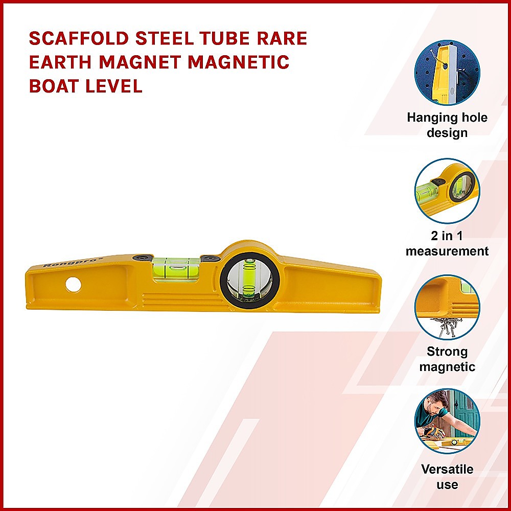 Scaffold Steel Tube Level | Rare Earth Magnet | Magnetic Boat Construction Level