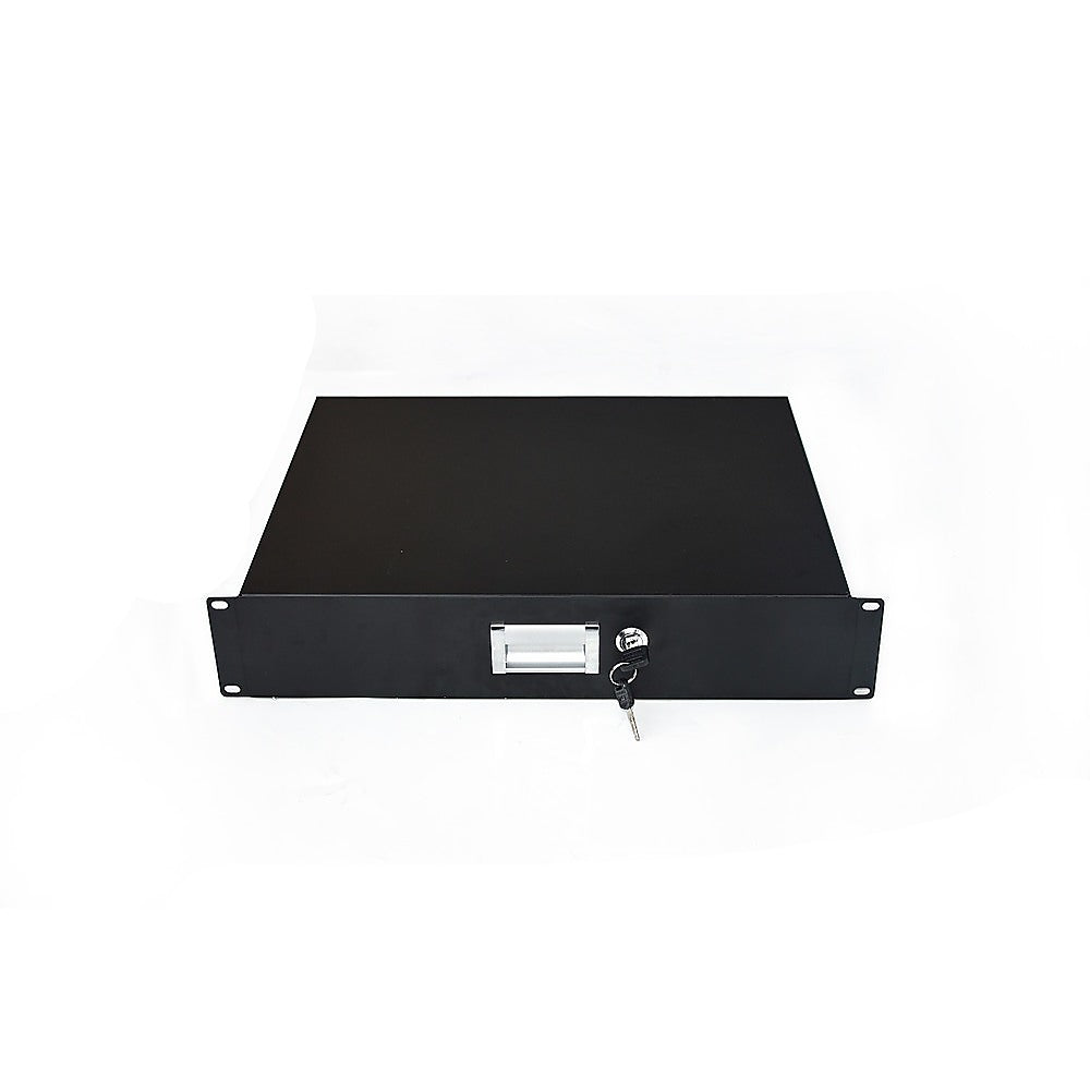 19" Rack Mount 2U Locking Drawer | Pro Audio DJ Server Rack Storage Cabinet