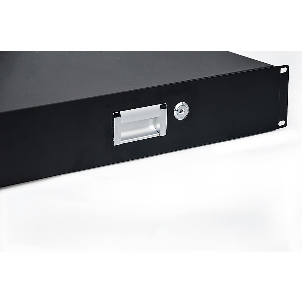 19" Rack Mount 2U Locking Drawer | Pro Audio DJ Server Rack Storage Cabinet
