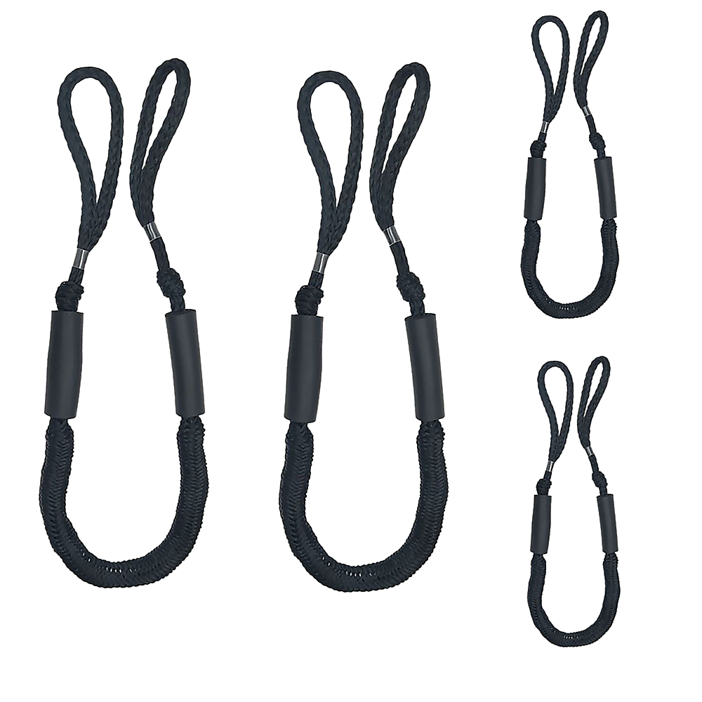 Marine Bungee Dock Line | 4-Pack | Boat Mooring Rope | Anchor Cord Stretchable