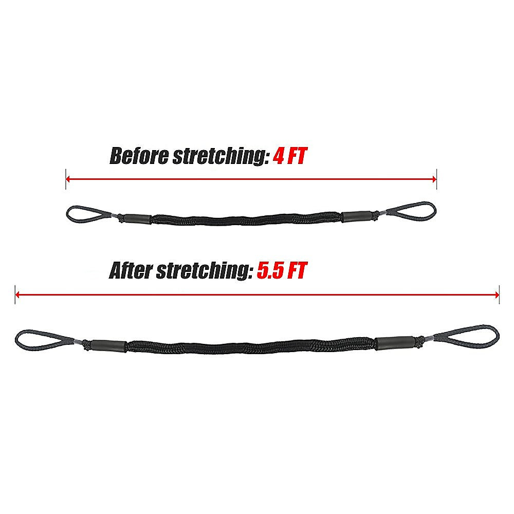 Marine Bungee Dock Line | 4-Pack | Boat Mooring Rope | Anchor Cord Stretchable