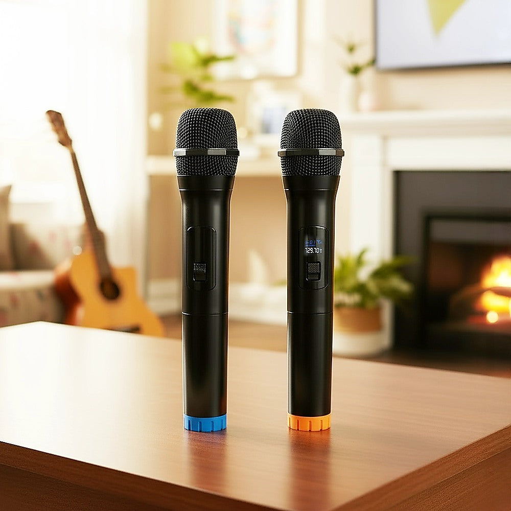 2x Wireless Microphone | Handheld Cordless Professional Mic for Karaoke & Events