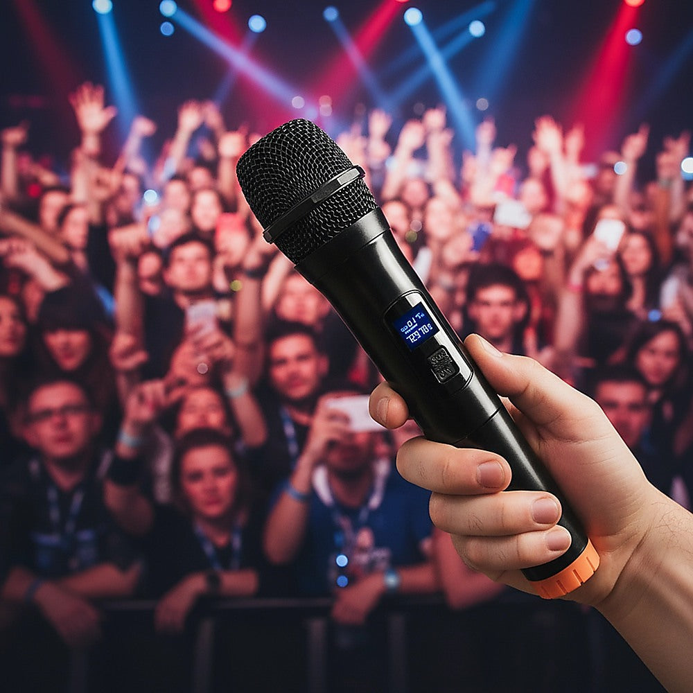 2x Wireless Microphone | Handheld Cordless Professional Mic for Karaoke & Events