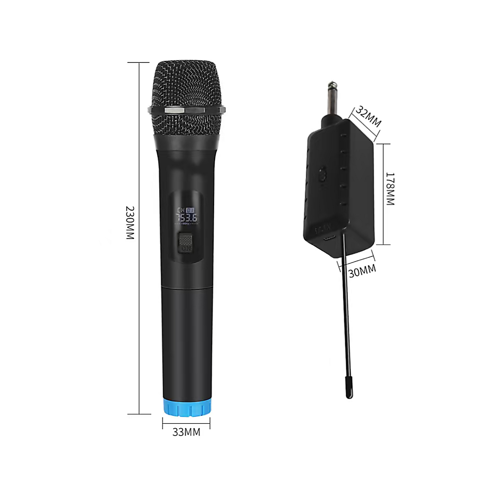 2x Wireless Microphone | Handheld Cordless Professional Mic for Karaoke & Events