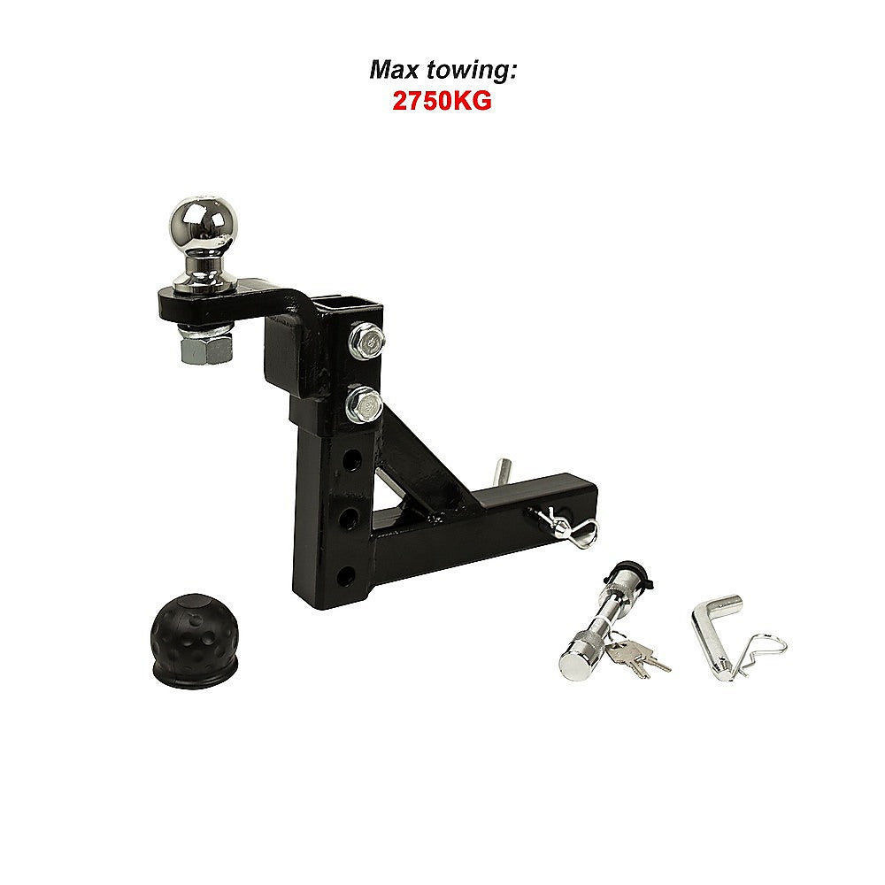 Adjustable Tow Bar Tongue Hitch | 50mm Ball | Drop Trailer for Caravan & 4WD