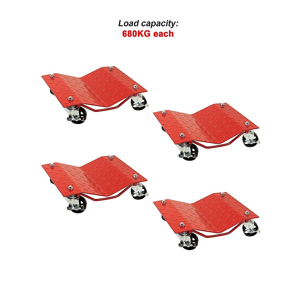 Auto Dolly Car Tire Skate Set | 12" x 16" | 6000LB Capacity | 4-Piece Repair Slide Set