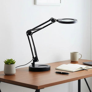 10X Magnifying Glass Desk Light Magnifier | LED Lamp with Base for Reading & Close Work