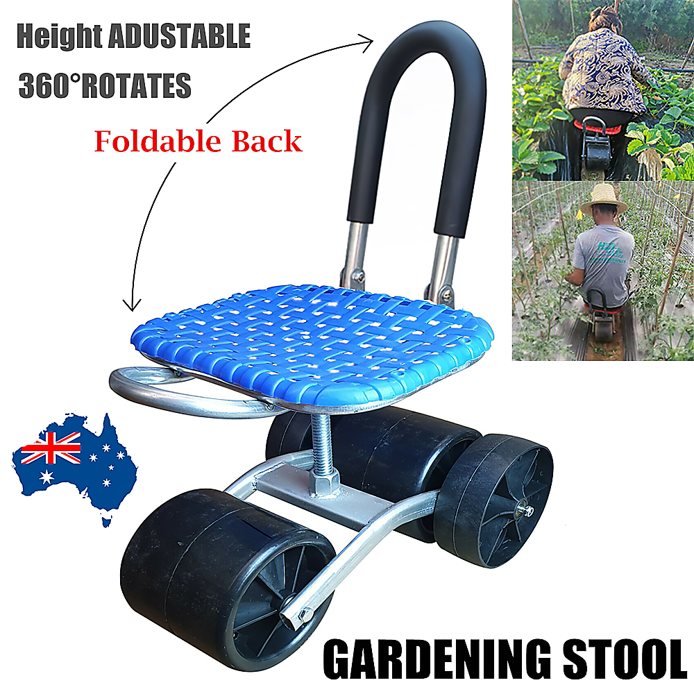 Portable Gardening Seat | Folding Stool | Adjustable Height with Kneeling Pad