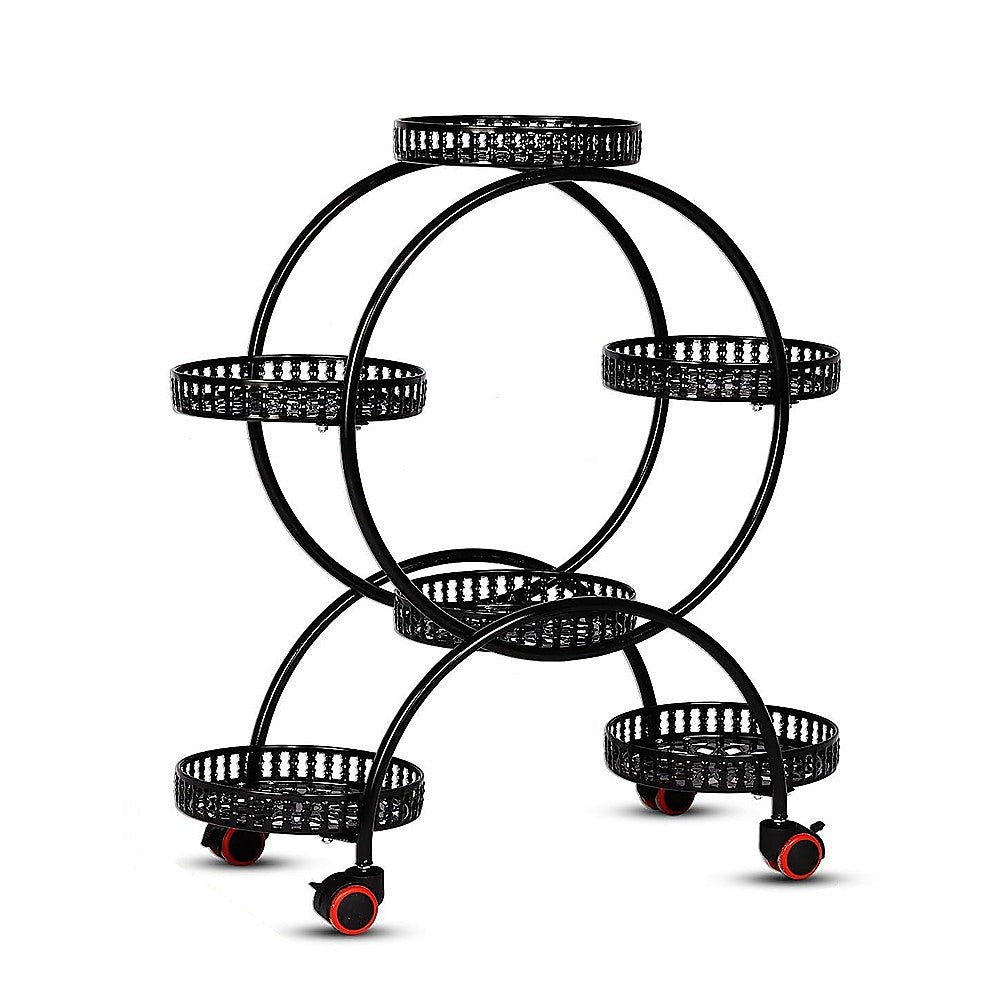 4 Layer 6 Pots Flower Holder Plant Stand Shelf | 4-Wheel Free Moving Rack