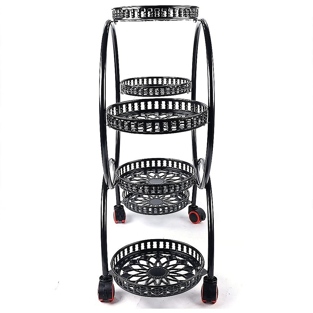 4 Layer 6 Pots Flower Holder Plant Stand Shelf | 4-Wheel Free Moving Rack