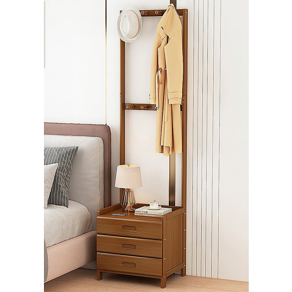 Modern Wooden Hall Stand | Minimalist Floor Coat Rack | Storage Drawer Included