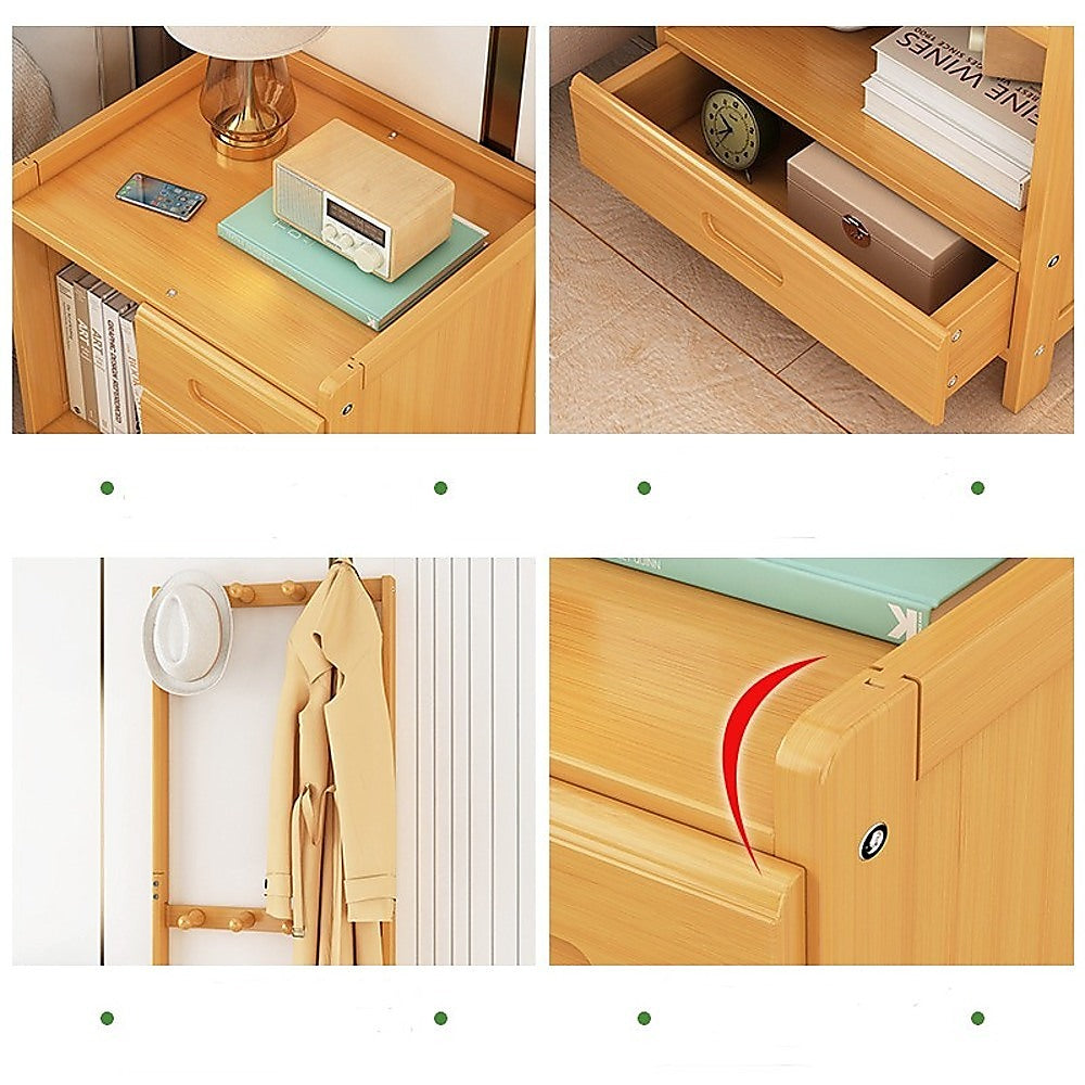 Wooden Hall Stand | Modern Minimalist Floor Coat Rack | Home Entryway Organizer with Drawer