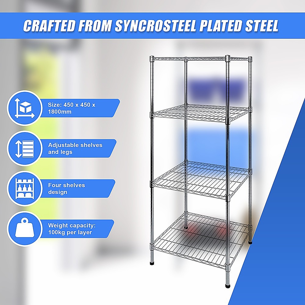 Modular Wire Storage Shelf | 450 x 450 x 1800mm | Steel Shelving
