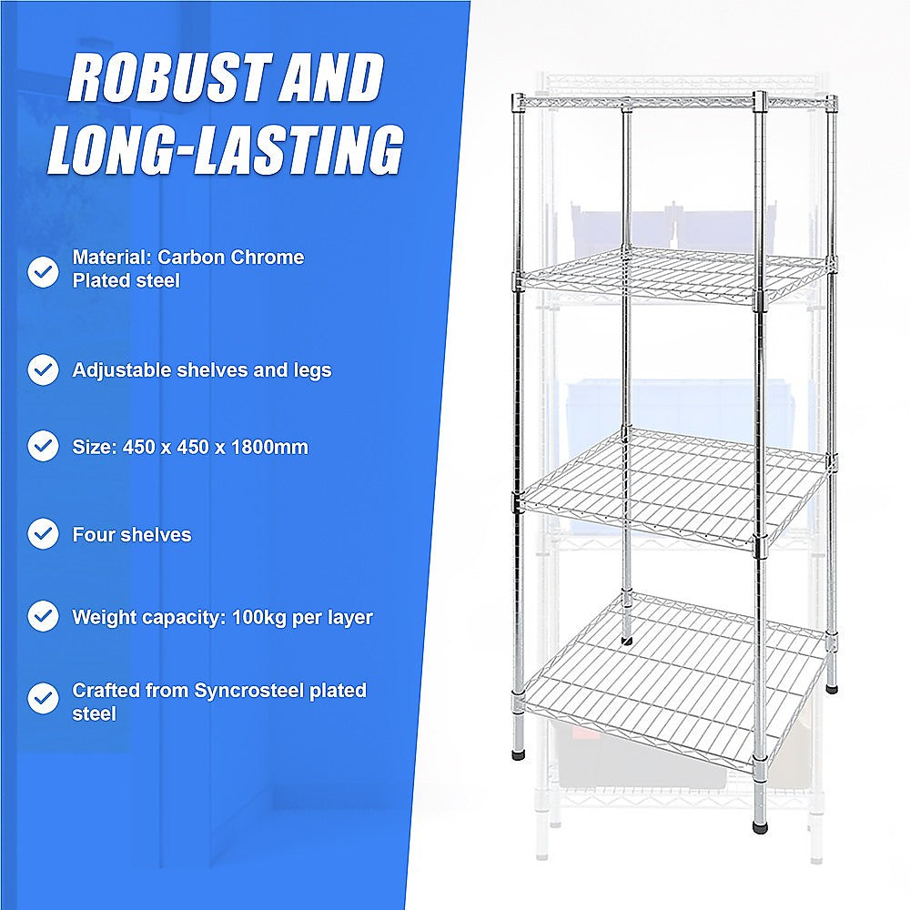 Modular Wire Storage Shelf | 450 x 450 x 1800mm | Steel Shelving
