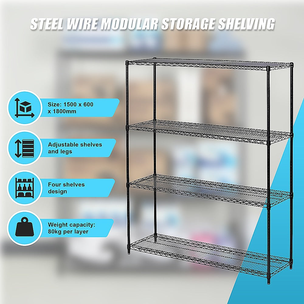 Modular Wire Storage Shelf | 1200 x 600 x 1800mm | Steel Shelving