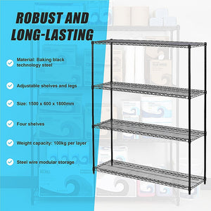 Modular Wire Storage Shelf | 1200 x 600 x 1800mm | Steel Shelving