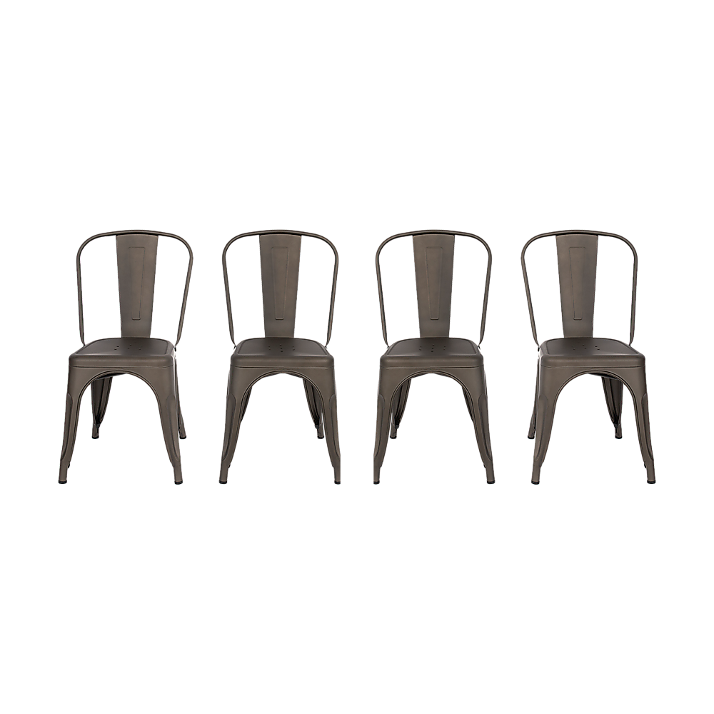 Vintage Metal Dining Chairs | Stackable | Set of 4 | Kitchen & Café Side Chairs