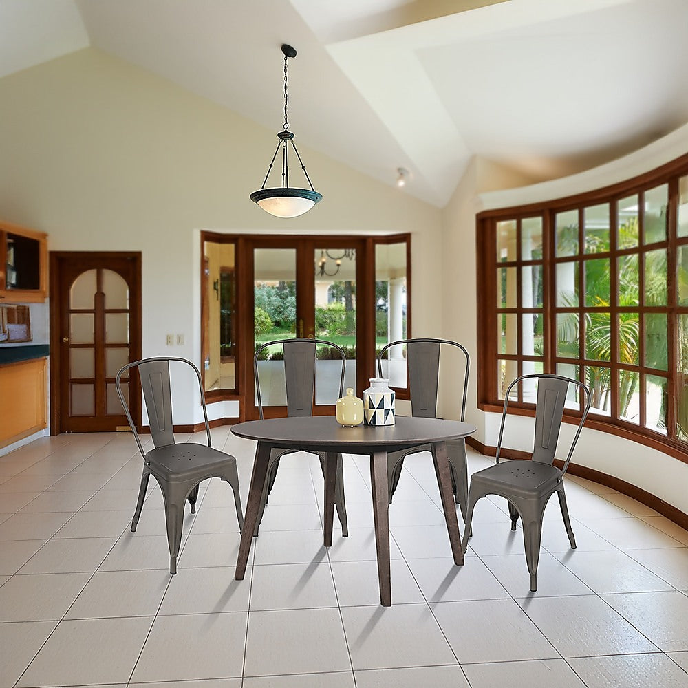 Vintage Metal Dining Chairs | Stackable | Set of 4 | Kitchen & Café Side Chairs