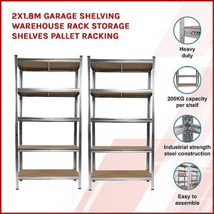 2 x 1.8M Garage Shelving Warehouse Rack Storage Shelves Pallet Racking