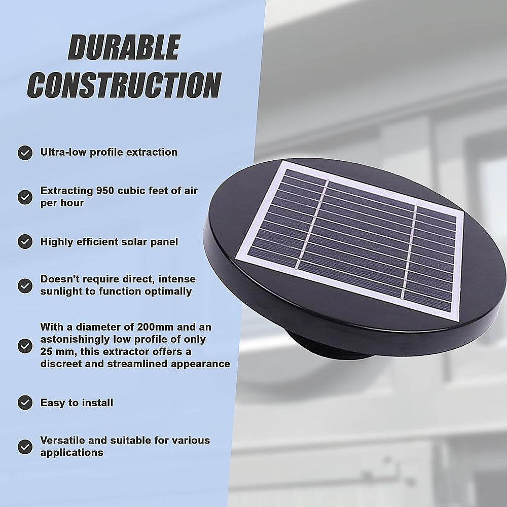 Solar Powered Roof Vent Fan | Loft Ventilator for Boat RV Greenhouse Shed Caravan