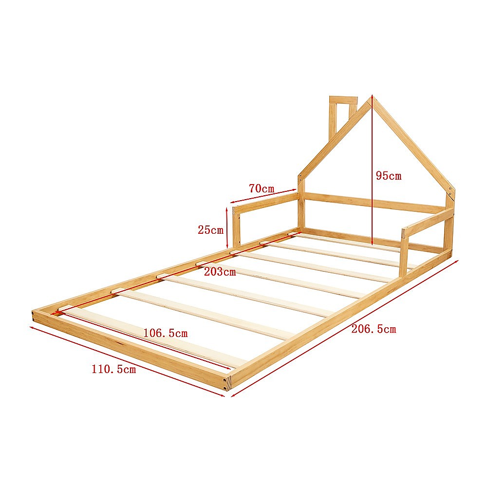 Pine Wood Floor Bed House Frame | Kids & Toddlers