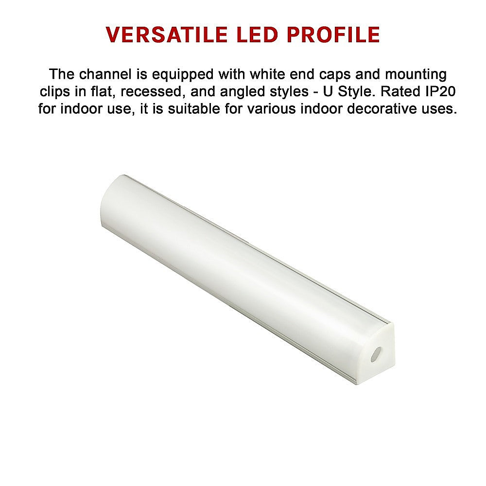 10 x 1M Aluminium LED Strip Light Channel Profiles | Kitchen Cabinet Lighting