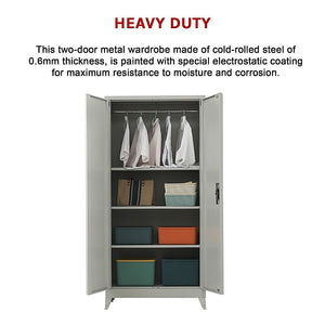 Two-Door Metal Cabinet Shelf Storage for Home Office Gym