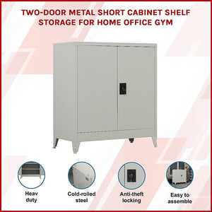 Two-Door Metal Short Cabinet Shelf Storage for Home Office Gym