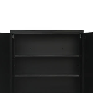 Two-Door Metal Short Cabinet Shelf Storage for Home Office Gym