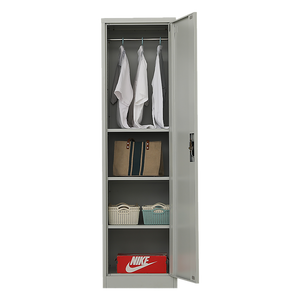 Single-Door Metal Tall Cabinet Shelf Storage for Home Office Gym