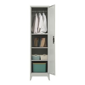 Single-Door Metal Tall Cabinet Shelf Storage for Home Office Gym