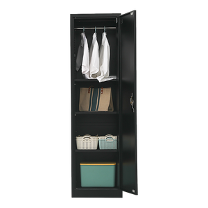 Single-Door Metal Tall Cabinet Shelf Storage for Home Office Gym