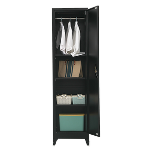 Single-Door Metal Tall Cabinet Shelf Storage for Home Office Gym