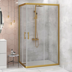 Adjustable 900x1200mm Double Sliding Door Glass Shower Screen | Gold