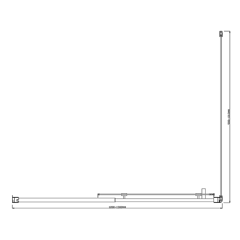 Adjustable 1300x1010mm Single Door Corner Sliding Glass Shower Screen | Chrome