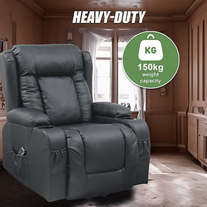 Lift Heated Leather Recliner | Electric Massage Chair | USB Port | Adjustable Comfort
