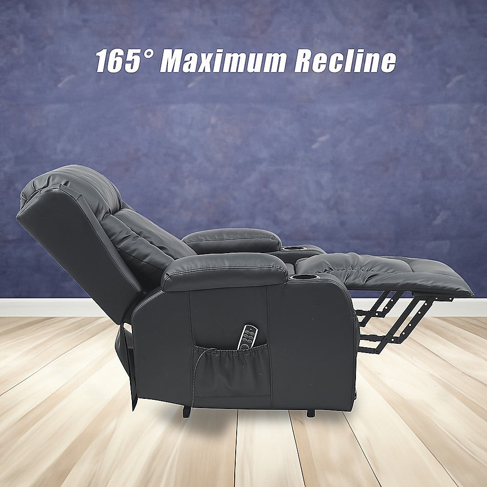 Lift Heated Leather Recliner | Electric Massage Chair | USB Port | Adjustable Comfort