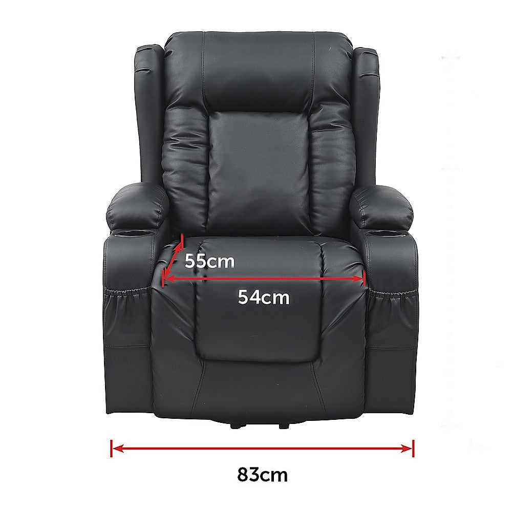 Lift Heated Leather Recliner | Electric Massage Chair | USB Port | Adjustable Comfort