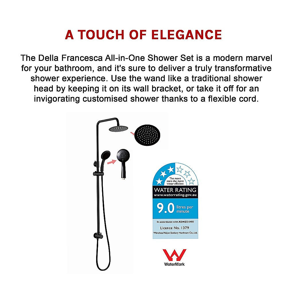 WELS 8" Rain Shower Head Set | Rounded Dual Heads | Faucet | High Pressure | Handheld