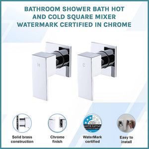 Bathroom Shower Bath Hot and Cold Square Mixer | WATERMARK Certified | Chrome