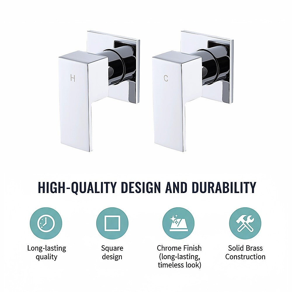 Bathroom Shower Bath Hot and Cold Square Mixer | WATERMARK Certified | Chrome