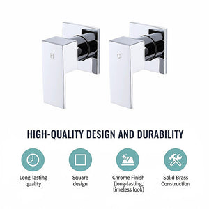 Bathroom Shower Bath Hot and Cold Square Mixer | WATERMARK Certified | Chrome