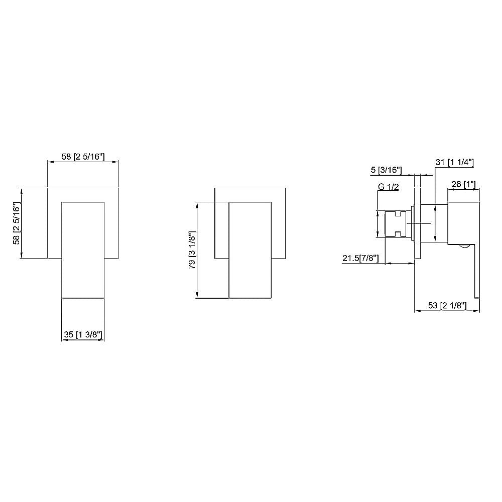 Bathroom Shower Bath Hot and Cold Square Mixer | WATERMARK Certified | Chrome